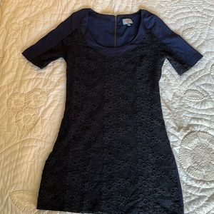 Navy blue lace overlay dress